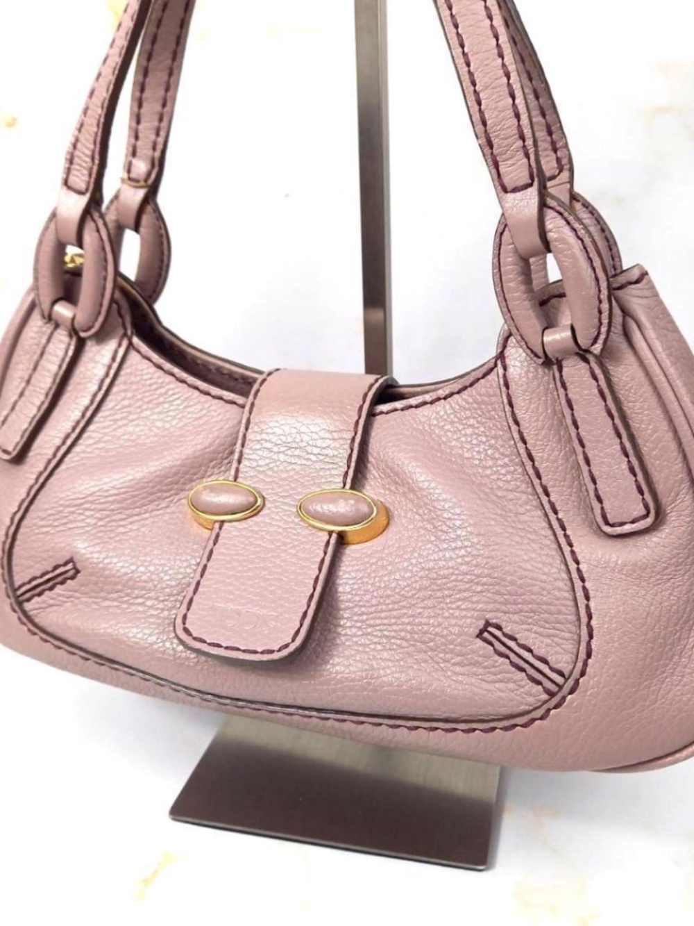 Tod's Mauve Leather Hobo Shoulder Bag. Preloved Item Sold As Is